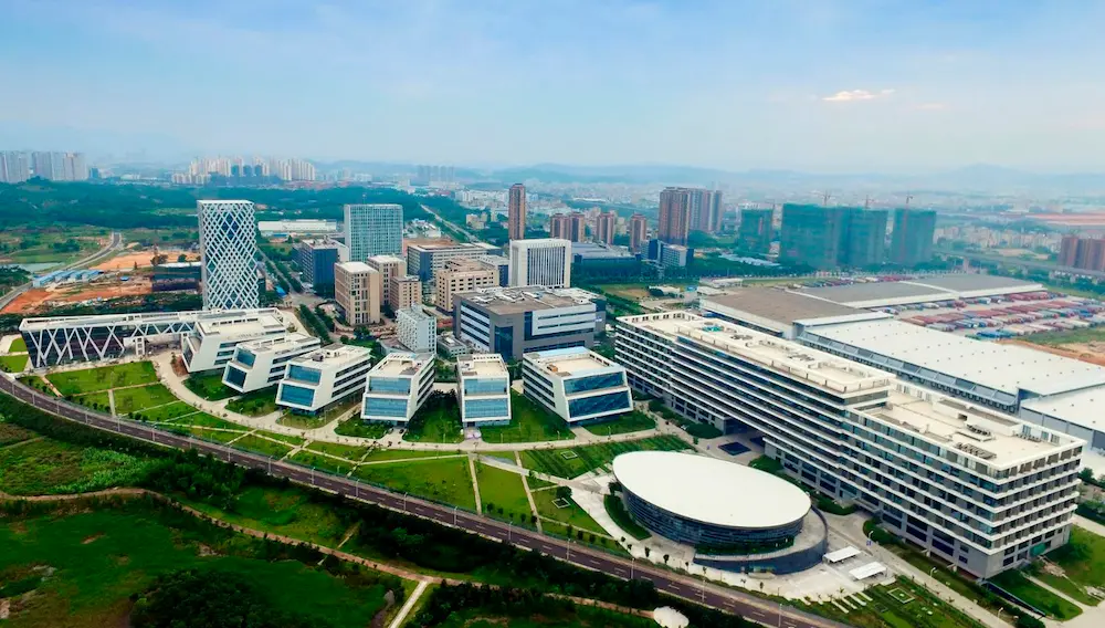 jymedtech-shenzhen-rd-center-biotech-innovation-park-2 Aerial view of JYMedtech’s R&D Center located in the Pingshan Biomedicine Innovation Park in Shenzhen, a leading hub for pharmaceutical innovation and biotech development.